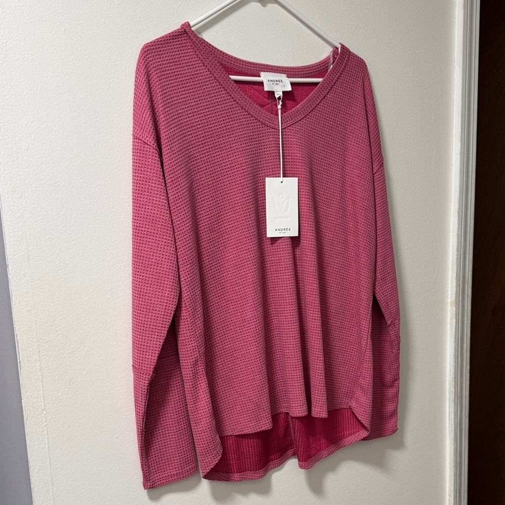 Andree Fuchsia Waffle Knit Blouse